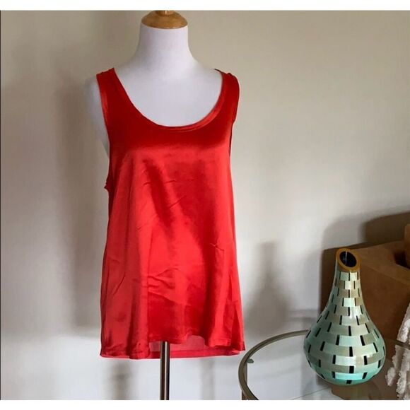 REISS Remey Vibrant Red Silk Tank Top Blouse Med - Picture 1 of 14